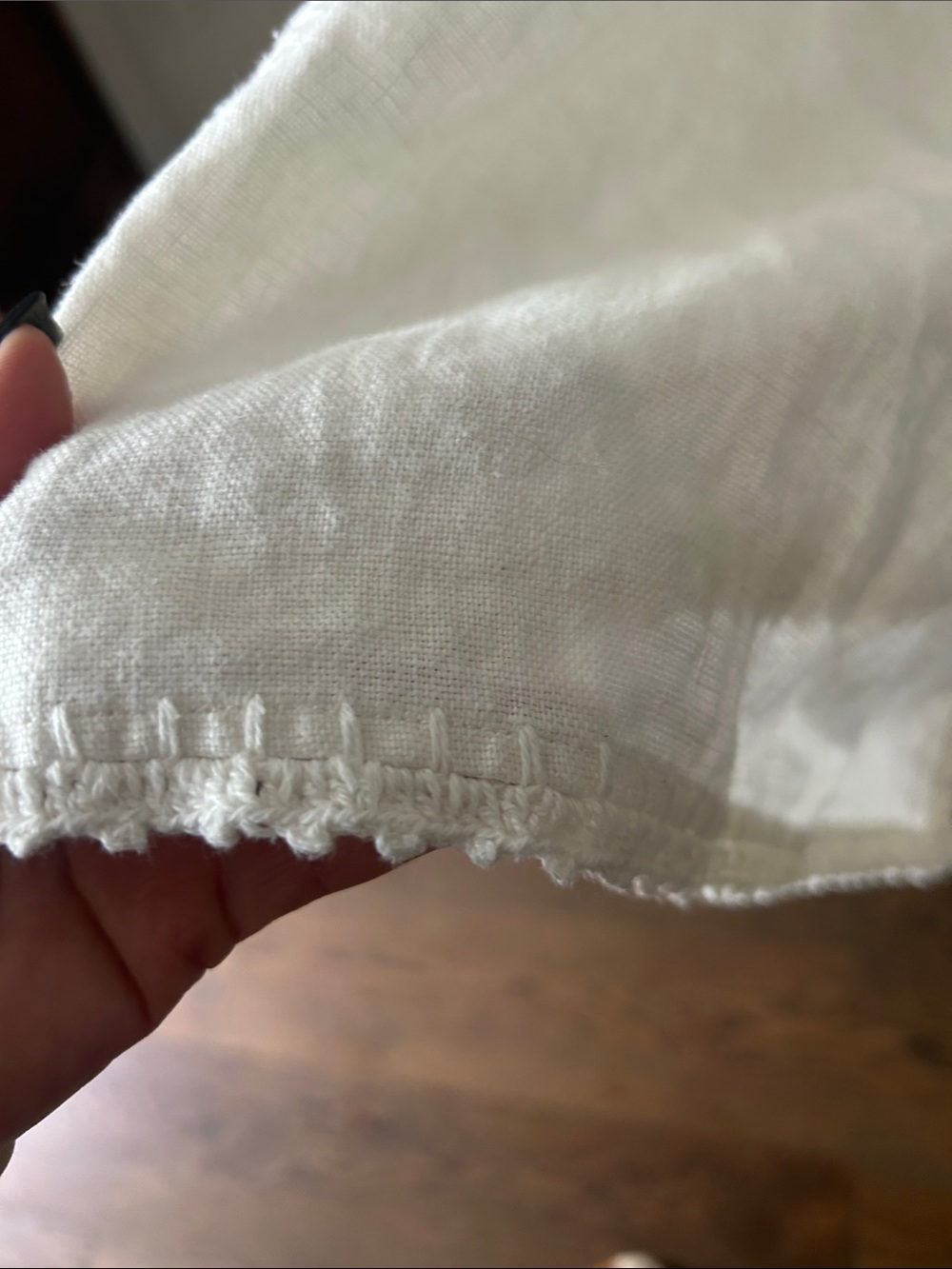 Zara White Linen Open-Front Robe with Drawstring - Picture 5 of 7